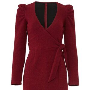 MINKPINK Textured Puff Sleeve Mini Dress – Burgundy, Size M